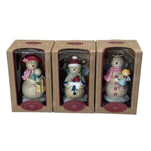 Winter Wishes Snowman Figurine Set of 3 NIB Resin Christmas Holiday Decor